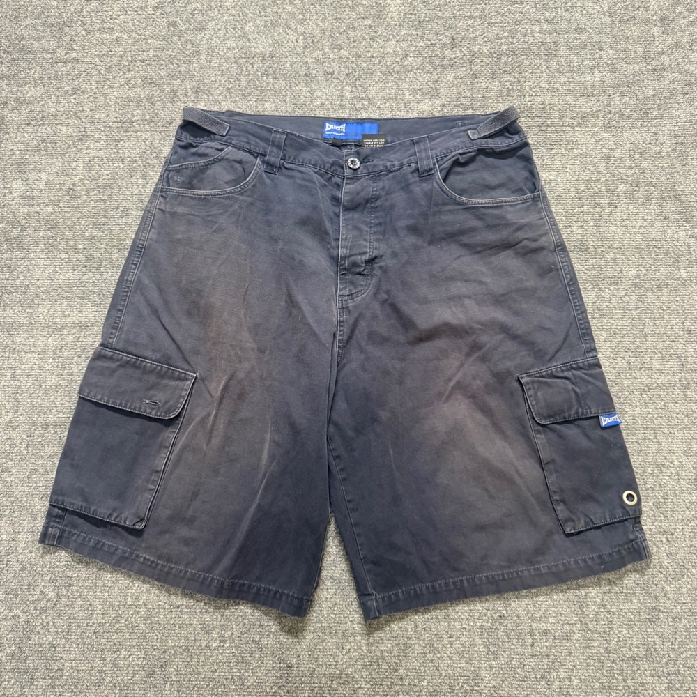 Earth Cargo Shorts Men's 34 Light Wash 100% Cotton Stained Dark Blue Y2K baggy